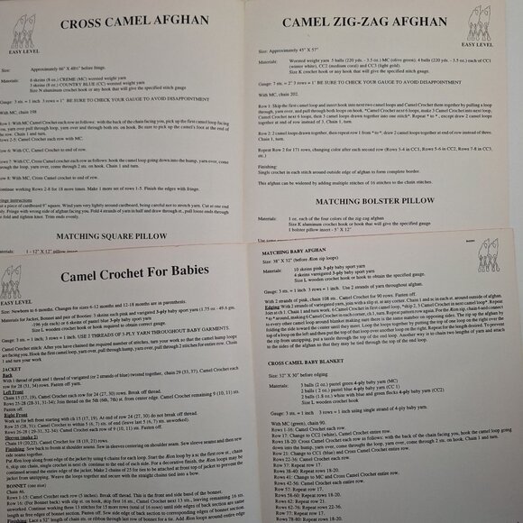 Camel Crochet Instruction & Pattern Afghan 1 2 302 304 Babies 303 Lot - Picture 3 of 8